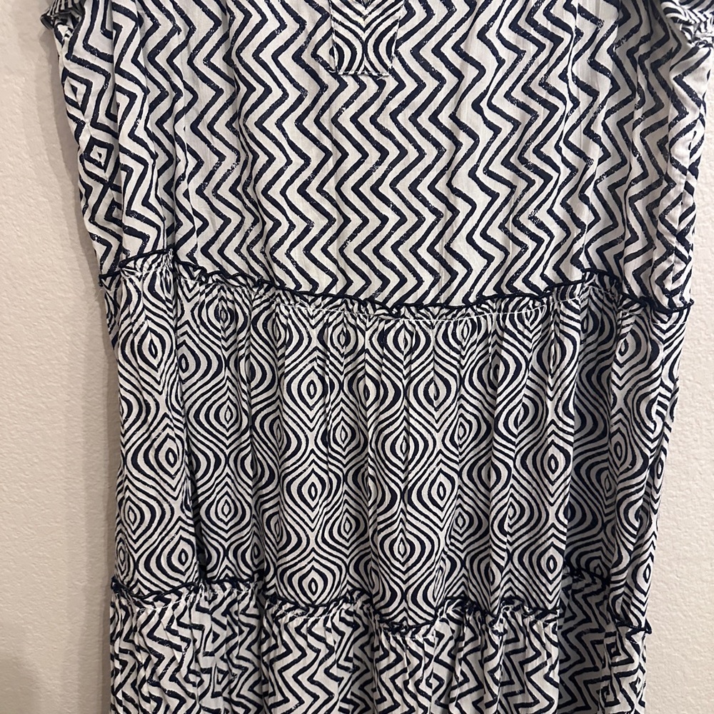 Anthropologie Black and White Geometric Penrose Tiered Dress - Picture 3 of 6